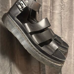 Dr. Martins Black Leather Sandals